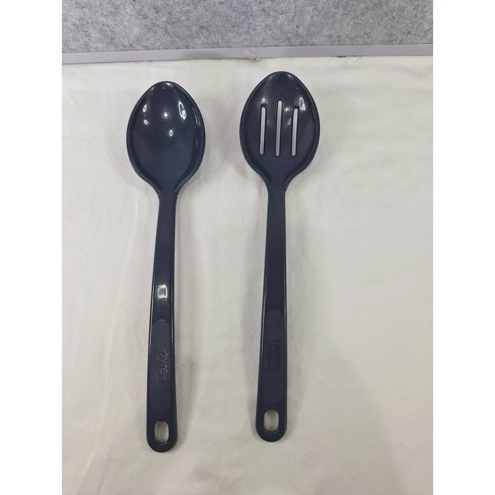 Pyrex Accessories Navy Blue Nylon Basting and Slotted Spoon Set Made in USA 2pc
